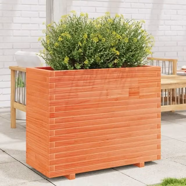 Fioriera Giardino-Vaso da Esterno-Contenitore per Piante Marrone Cera 90x40x72,5cm Legno Massello Pino