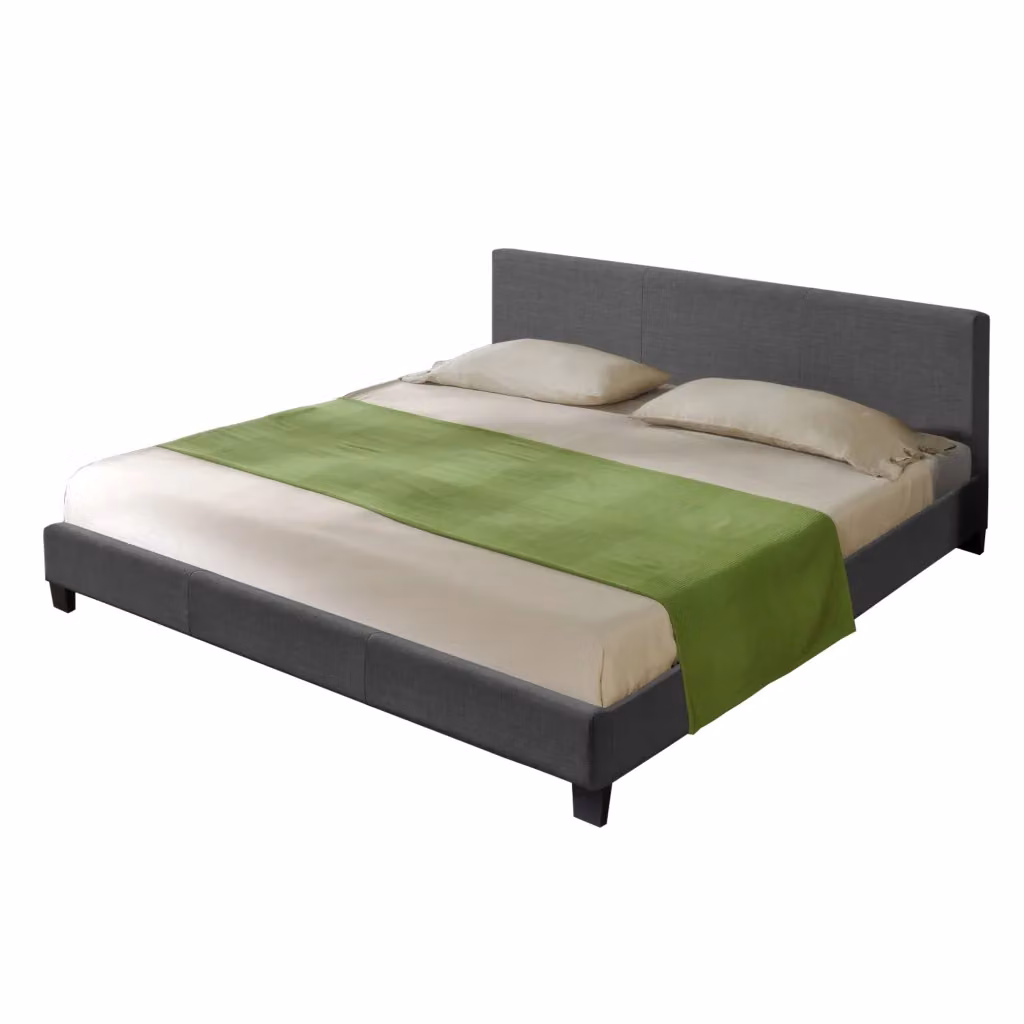 Struttura Letto Matrimoniale Corium con Testiera Alta e Rivestimento in Tessuto Grigio L/P/H: 180 x 200 x 78 cm – 2