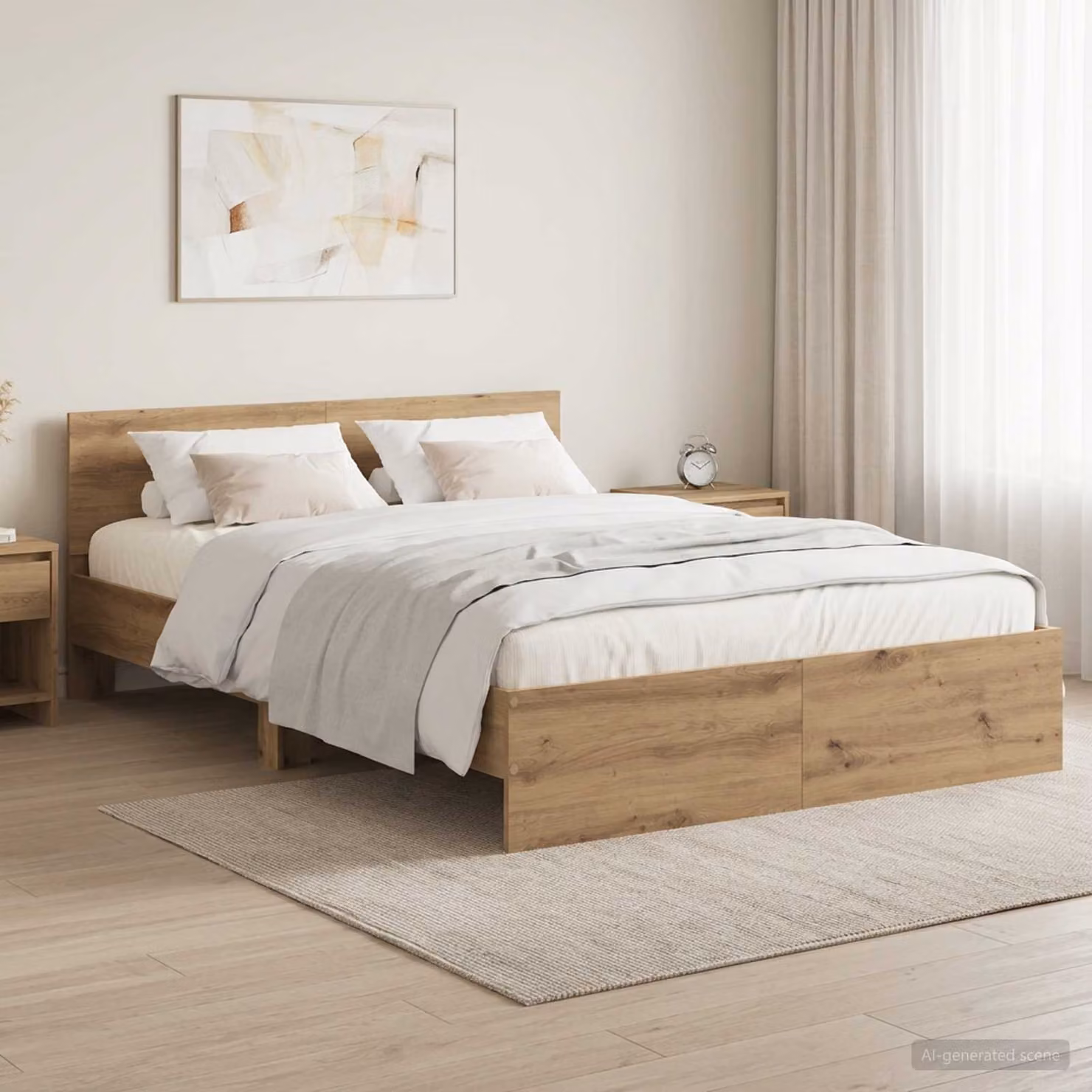 Struttura letto con testata vidaXL in legno Rovere, colore marrone, L/P/H: 160 x 200 x 105 cm