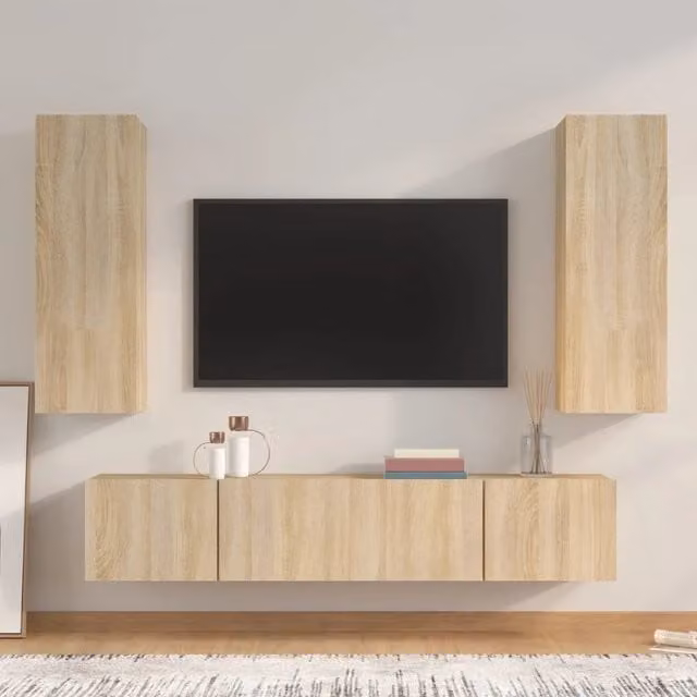 Set di Mobili Porta TV 4 pz-Set di 4 Credenza per TV Rovere Sonoma in Legno Multistrato 446821