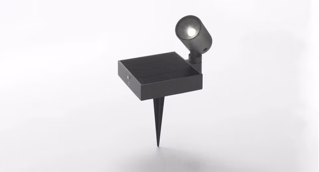 Faretto da terra solare LED da 1,3W con batteria e fotovoltaico IP65 grigio scuro