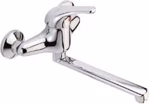 Miscelatore per lavello a parete Serie Pagoda Crolla in ottone colore argento cromato