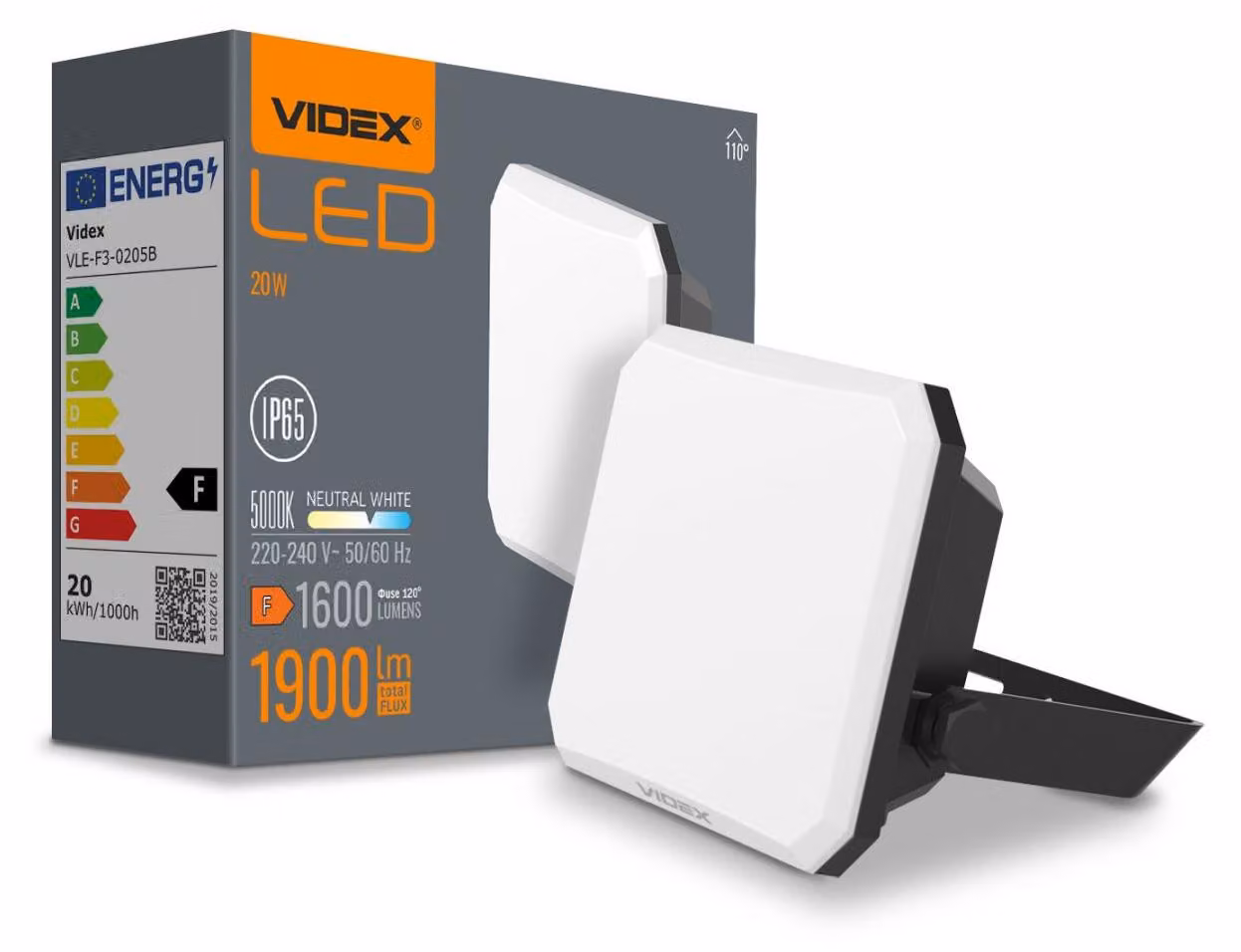 Faretto LED VLE-F3-0205B flood 20W/5k side see
