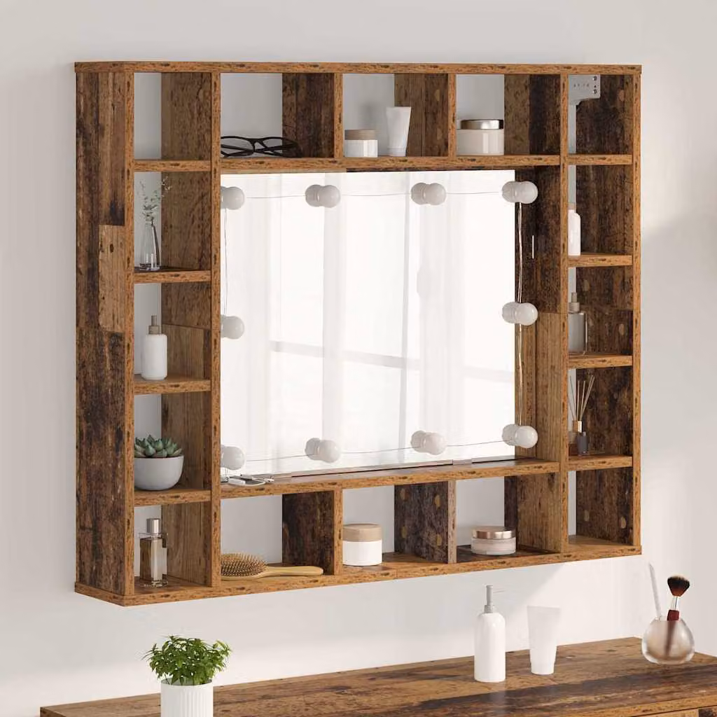 Mobiletto per specchio vidaXL in legno vecchio marrone L: 91 cm, P: 15 cm, H: 76,5 cm