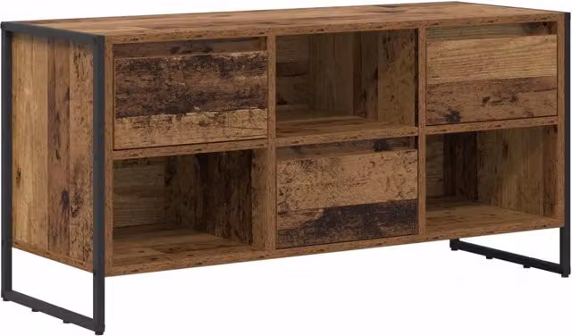 Mobile porta TV in stile industrial in legno e metallo marrone, L 100 x P 36 x H 49,5 cm – 1