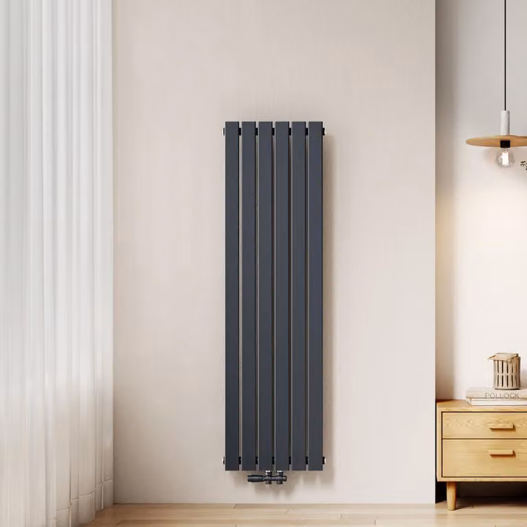 Radiatore EMKE, modello a pannello, design piatto, dimensioni 160 x 46 cm, a singolo strato, potenza 751 W, colore antracite