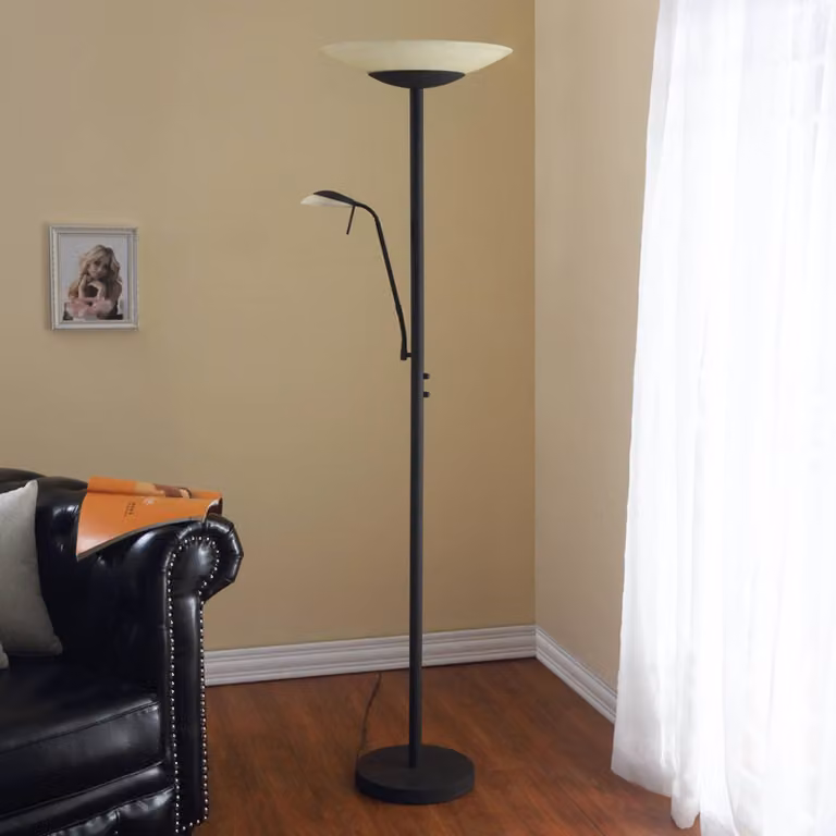 Lampada da terra con luce lettura Ragna Lindby, dimmerabile, Marrone / Ruggine, Soggiorno / Sala da pranzo, Metallo, Moderno, Lampada LED da terra