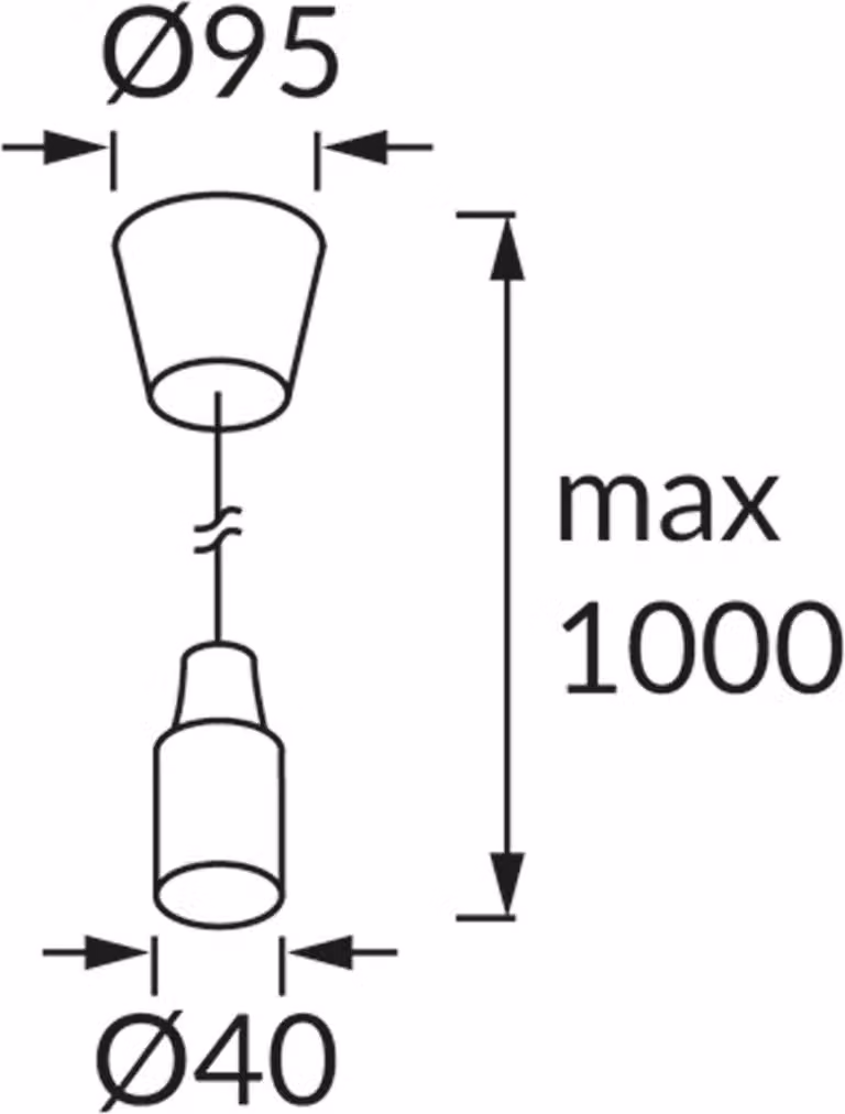 Strühm 03526 Lampada a sospensione 'VOLTA' E27, max 60 W, sorgente luminosa sostituibile, IP20, lunghezza cavo 100 cm