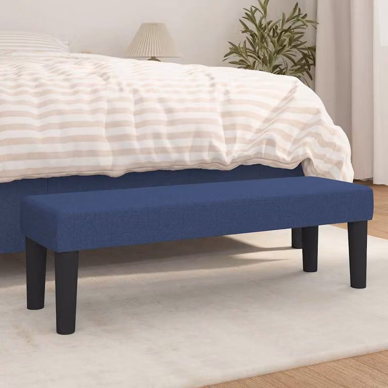 Panca blu vidaXL in tessuto e legno per soggiorno o camera da letto L 100 x P 30 x H 30 cm