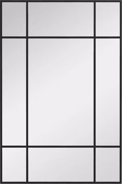 Specchio da parete rettangolare Minimal con cornice in metallo nero, L: 60 cm, H: 90 cm, P: 2 cm