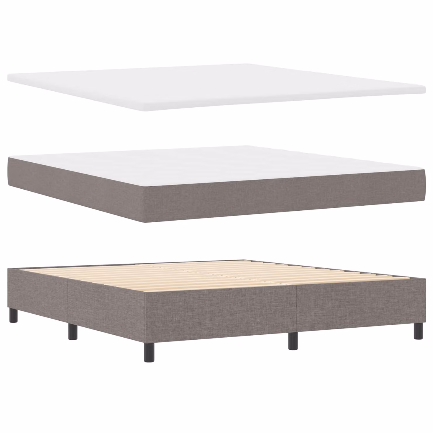 Letto a molle vidaXL con strisce LED e porte USB, rivestimento in tessuto, L/P/H: 200 x 180 x 183 cm