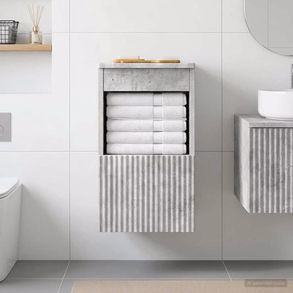 Mobile da bagno vidaXL in MDF grigio con ante a battente e ripiani interni, L 30 cm x P 41 cm x H 50 cm