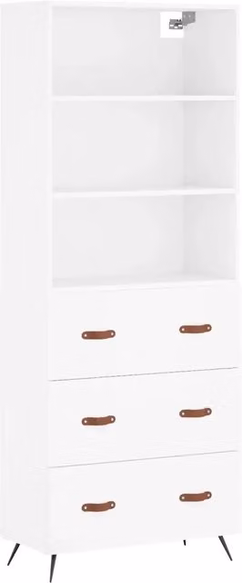 Credenza | Madia | Buffet da pranzo | Armadio da pranzo Bianca 69,5x34x180 cm in Legno Multistrato