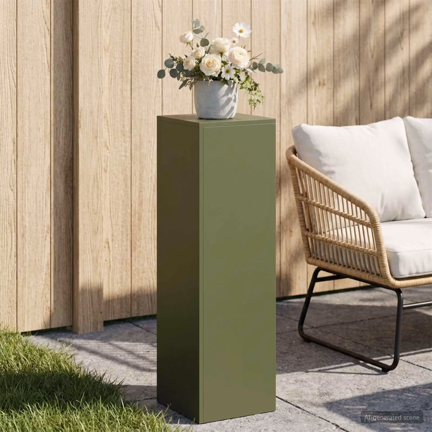 Supporto per piante vidaXL in acciaio Corten colore verde oliva, H 100 x L 30 x P 30 cm
