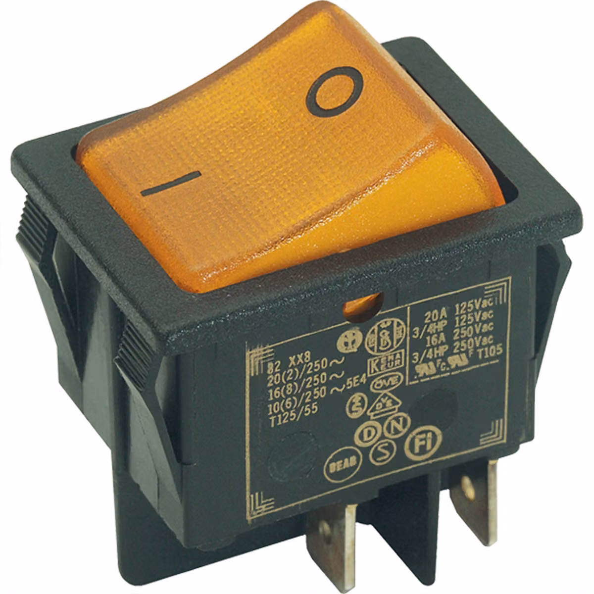 Interruttore a bilanciere BACHMANN serie 3652, interruttore di spegnimento, carico, a 2 poli, nero / giallo