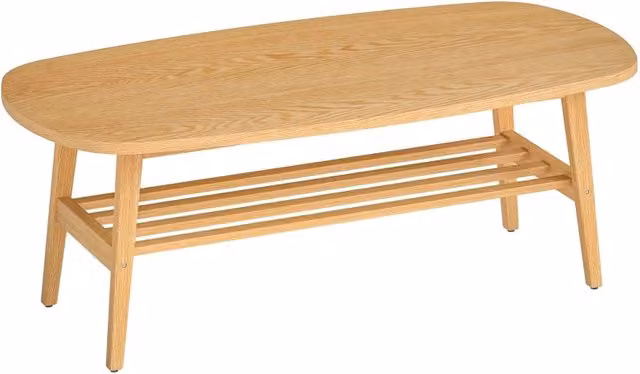 Tavolino da caff¨¨, tavolino da soggiorno con ripiano, tavolino per soggiorno, camera da letto, 120 x 60 x 42 cm, legno naturale
