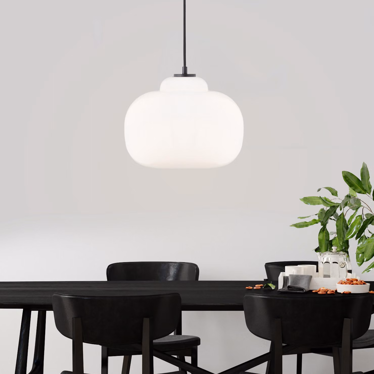 Lampada a sospensione, Ø 30 cm, altezza 128,5 cm, E27, max. 60 W, vetro/metallo, bianco