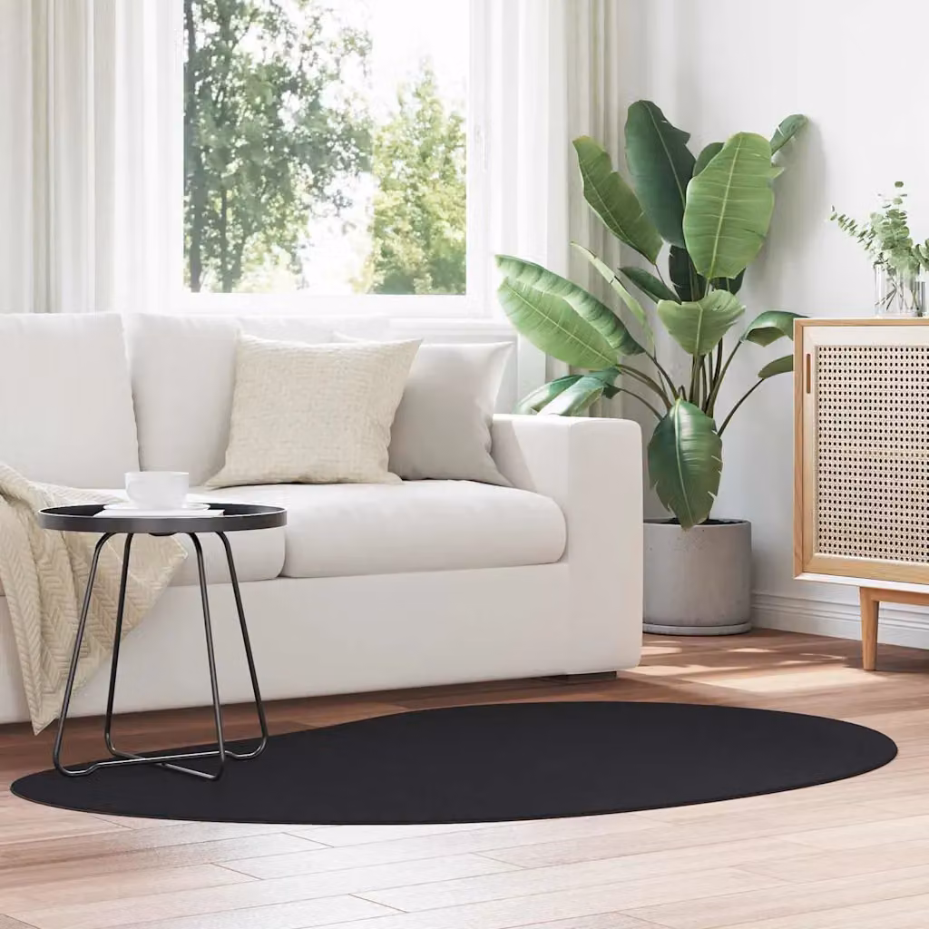 Tappeto moderno vidaXL HUARTE nero in poliestere, lavabile e antiscivolo, L 120 x P 170 cm