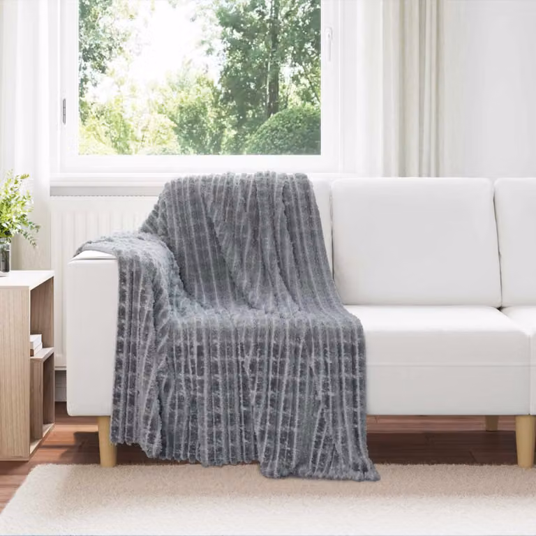 Coperta in pile morbido vidaXL Grigio L: 150 cm, P: 130 cm