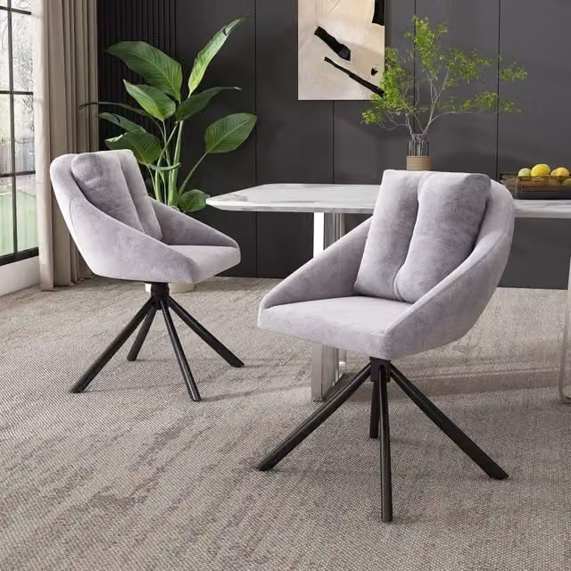 Sedia da Pranzo Girevole in Velluto ¨C MINIMAL ¨C Grigio, Design Ergonomico