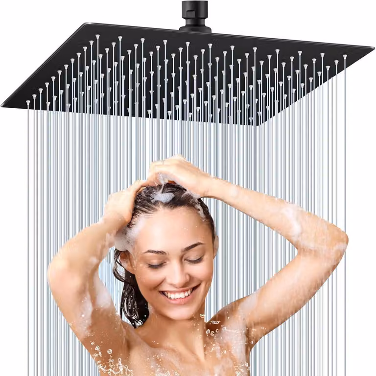 Doccia a soffione Regendusche, 30x30 cm, acciaio inossidabile, finitura cromata spazzolata, colore nero