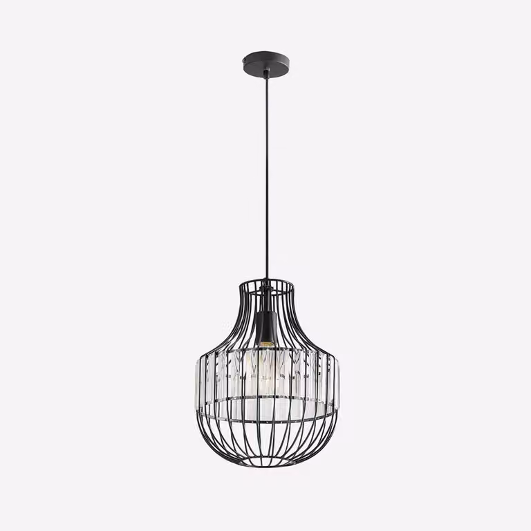 LUCE Design Lampada a sospensione Opium E27 dimmerabile, nera