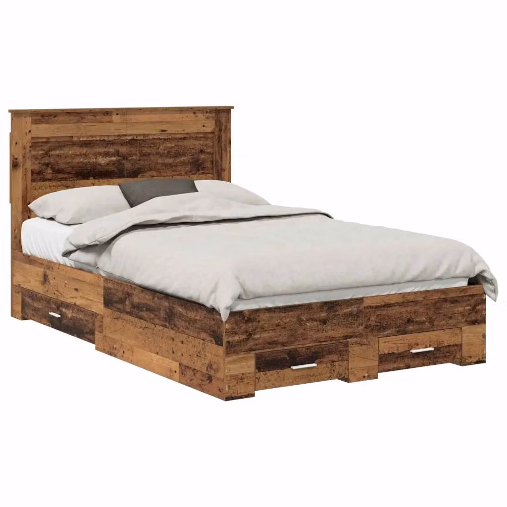 vidaXL Struttura del letto moderna con cassetto in legno marrone L/P/H: 120 x 200 cm – 2