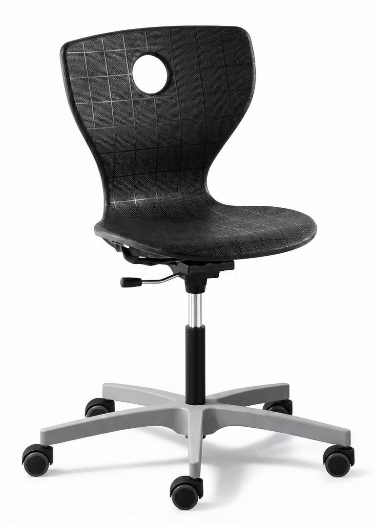 Sedia girevole ergonomica con rotelle e telaio regolabile in altezza