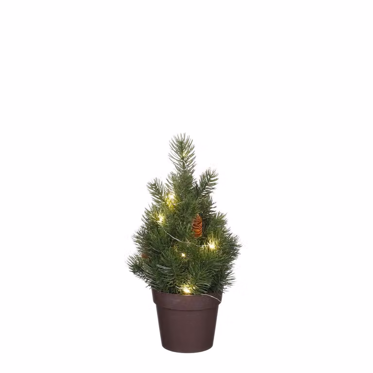 Albero di Natale in mica con pigne verdi 30 x 15 cm a batteria