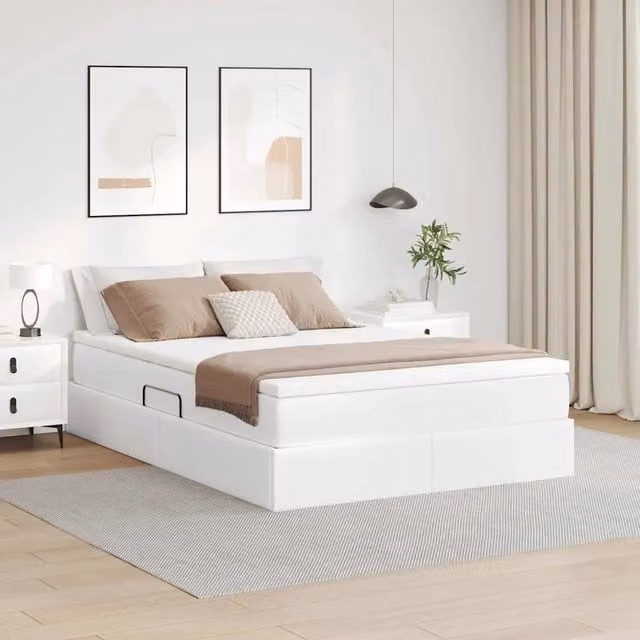 Letto con contenitore e materasso Bianco 140 x 190 cm 3370163