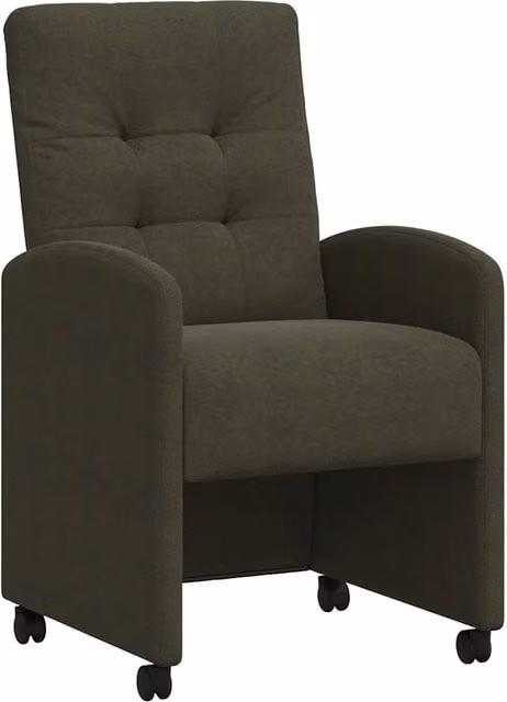 Sedie da Pranzo con Ruote 2 pz | Sedie da cucina Verde militare 58 x 67 x 97 cm