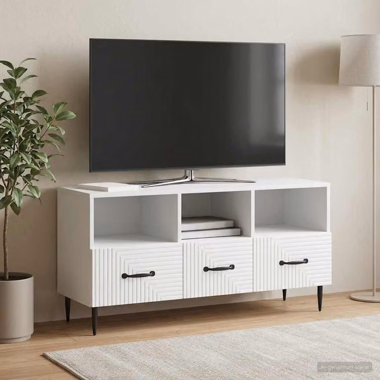 Mobile TV moderno vidaXL Bianco in legno ingegnerizzato e metallo L/P/H: 102 x 34,5 x 50 cm