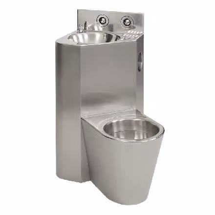 Sanela WC in acciaio inox - WC con lavabo nell'angolo, WC a terra a sinistra, aste filettate SLWN 08L