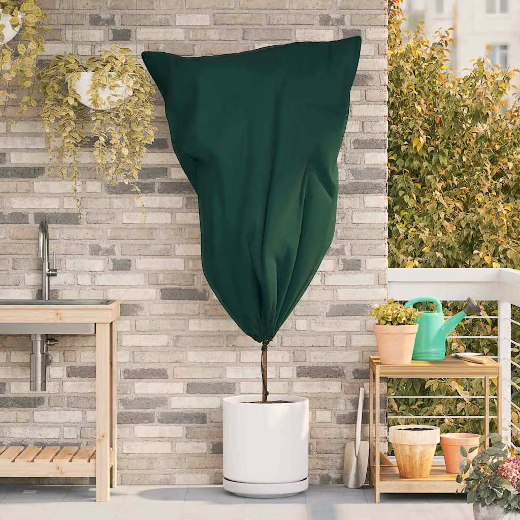 Set di 10 coperture in fleece verdi vidaXL per la protezione antigelo delle piante, L: 120 cm, P: 80 cm