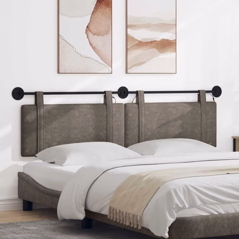 Testiera sospesa vidaXL in similpelle grigia con illuminazione integrata L: 170 cm, H: 55 cm, P: 7,77 cm