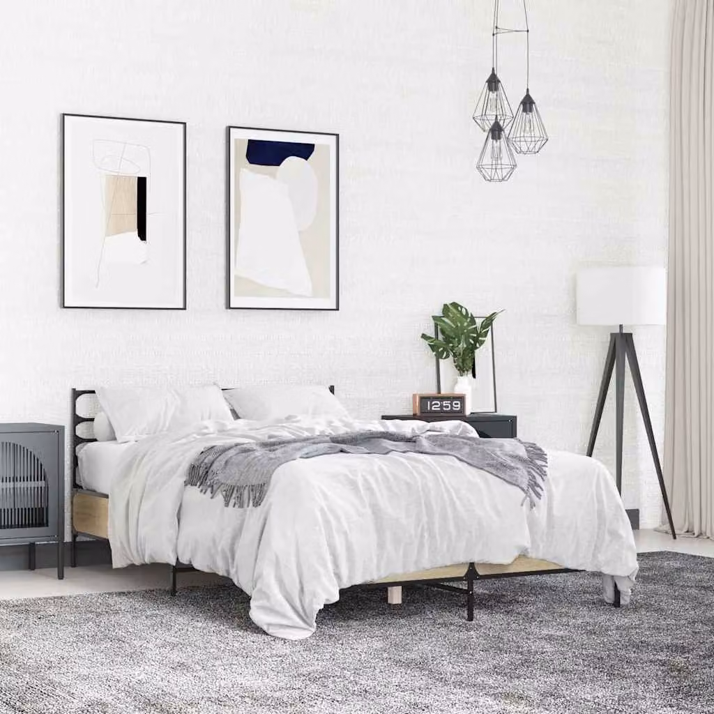 Giroletto vidaXL in Rovere Sonoma e Metallo, L 140 x P 200 cm – 1