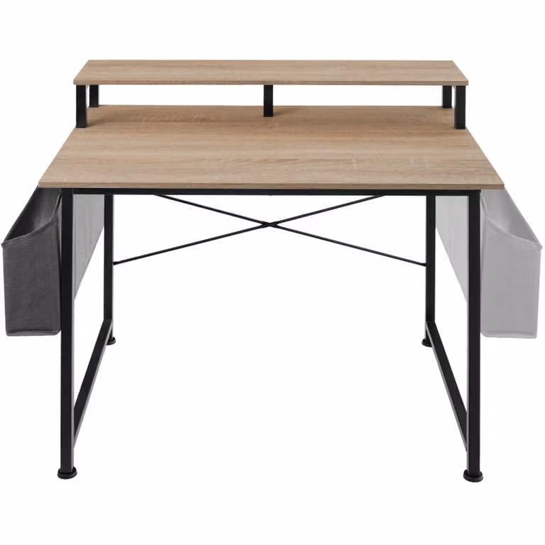 Scrivania da ufficio tectake in stile industriale con struttura a X, colore rovere e beige, L: 120 cm, P: 60 cm, H: 75 cm