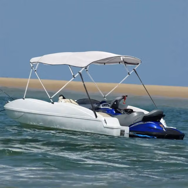 Bimini di Prua con Pareti Laterali a 4 Archi vidaxl, Colore Bianco, L: 243 cm, P: 170-182 cm, H: 137 cm