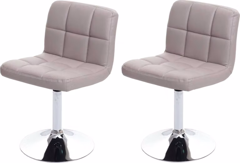set di 2 sedie per sala da pranzo Sedia girevole Sedia Kavala in Pelle finta cromata ~ grigio tortora