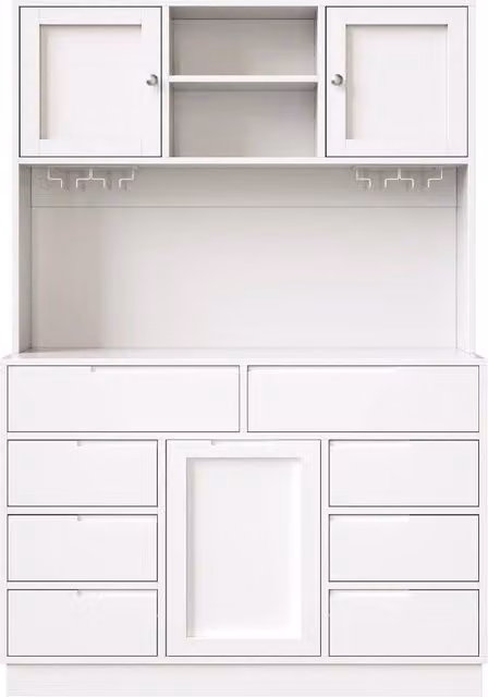 Armadio alto moderno bianco con 8 cassetti, ripiani regolabili e illuminazione LED smart 120×40×183,5 cm