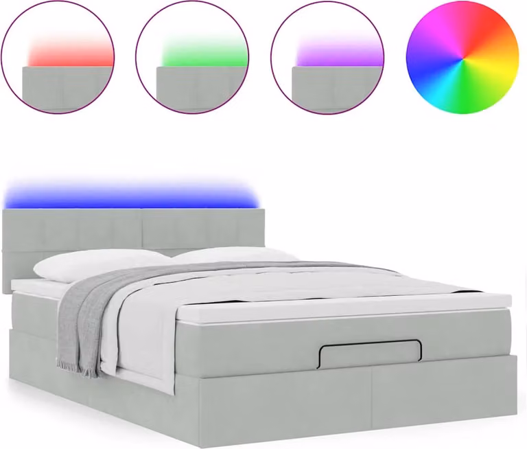 Struttura Letto Pouf con Materasso 140x200 cm in Velluto