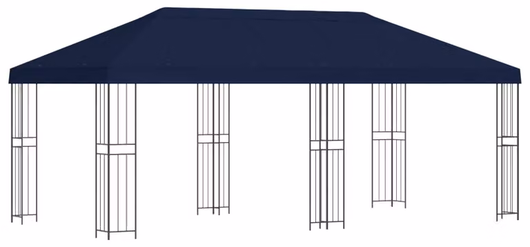 Gazebo con pareti laterali 6 x 3 m Blu Poliestere e Acciaio 190