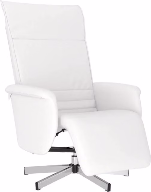Poltrona Relax Reclinabile con Poggiapiedi Bianca in Similpelle e Struttura Girevole 360 Gradi – 1