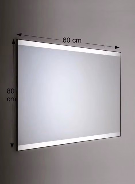 Specchio da parete rettangolare Etrusca con retroilluminazione LED e cornice in alluminio argento L: 80 cm, H: 60 cm