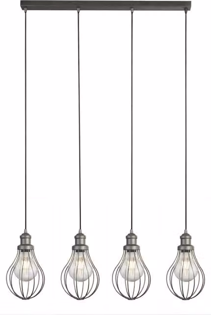 Lampadario Contemporaneo Balloon Acciaio Argento 4 Luci E27