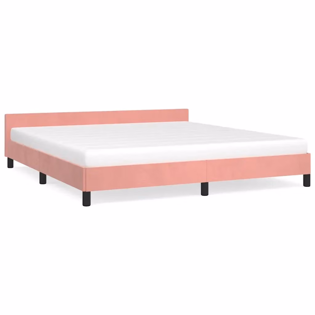 Letto con Testiera in Velluto Rosa vidaXL L/P: 160 x 200 cm – 2
