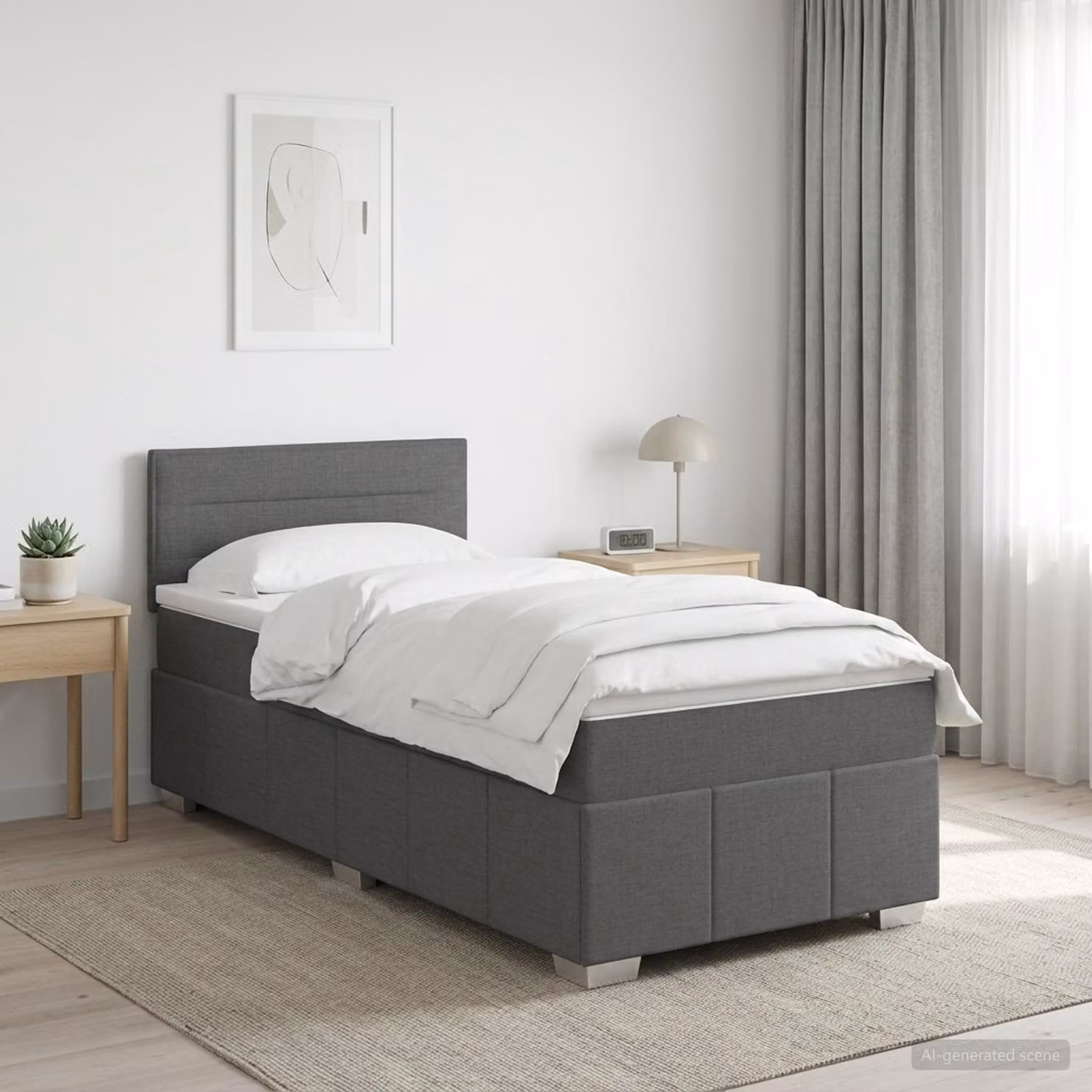 Letto box spring con materasso ibrido vidaXL Grigio Scuro e Bianco L/P: 80 x 200 cm