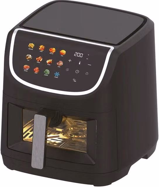 Friggitrice ad aria DCG da 8L con display digitale e potenza di 1800W, colore nero