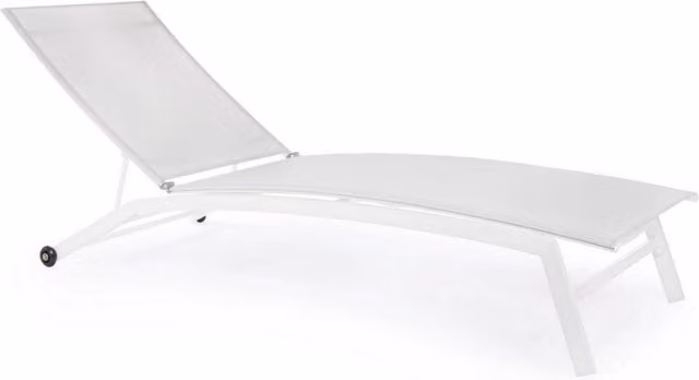 Lettino da esterno Nildas bianco con struttura in acciaio e schienale reclinabile L: 195 cm, P: 63 cm, H: 32 cm