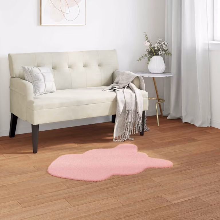 vidaXL Tappeto in finta pelliccia di coniglio rosa, antiscivolo e lavabile, L: 120 cm, P: 80 cm